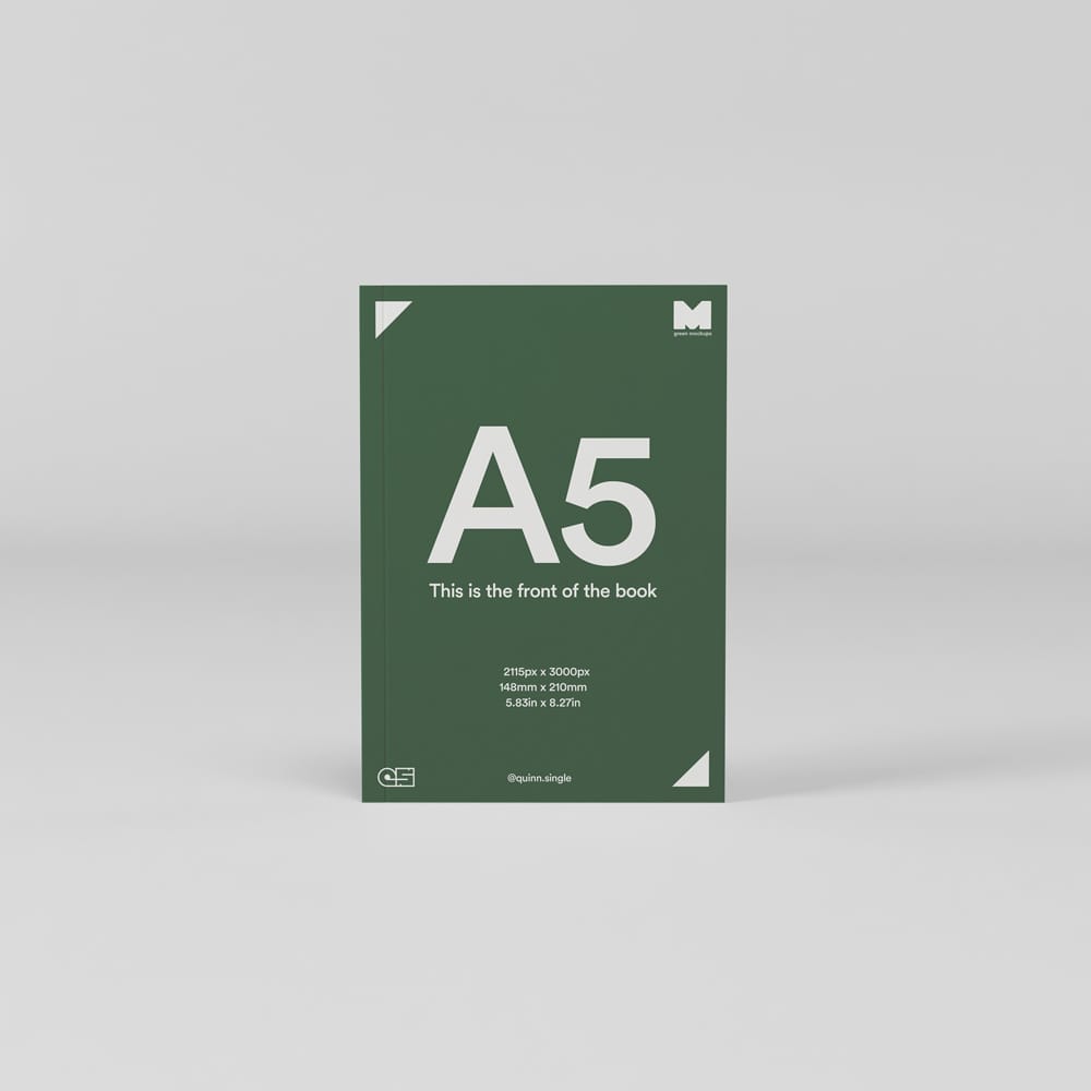 Free A5 Book Standing Mockup PSD