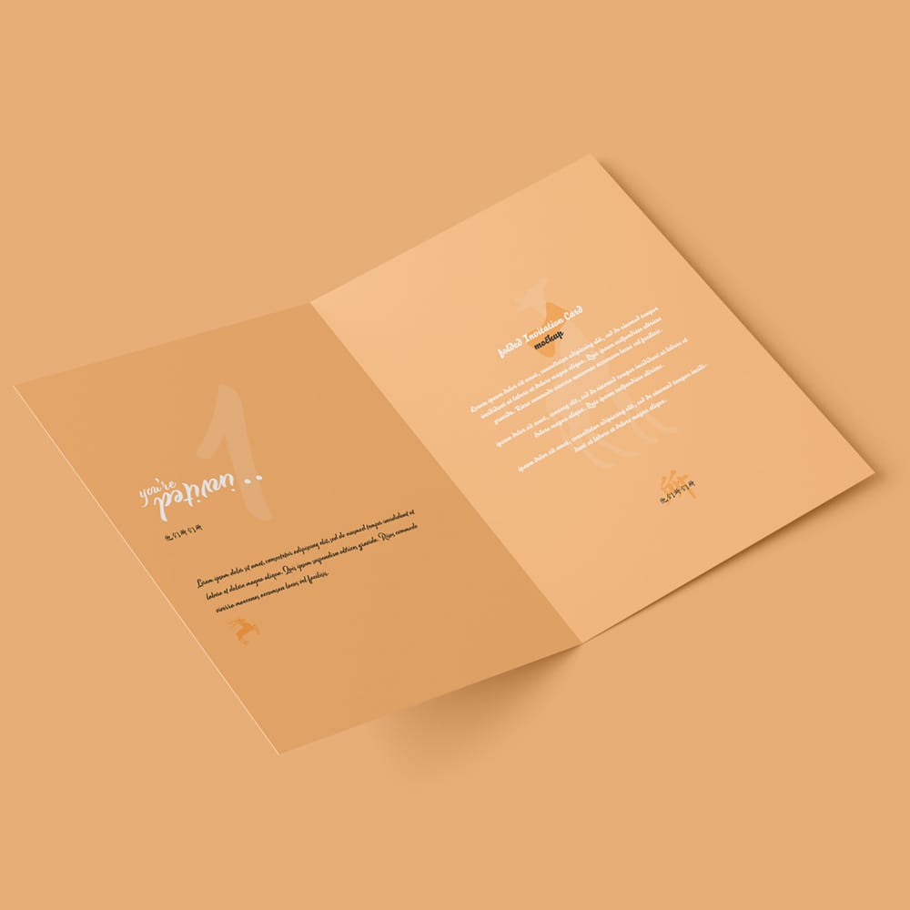 A5 Folded Invitation Card Mockup Template PSD