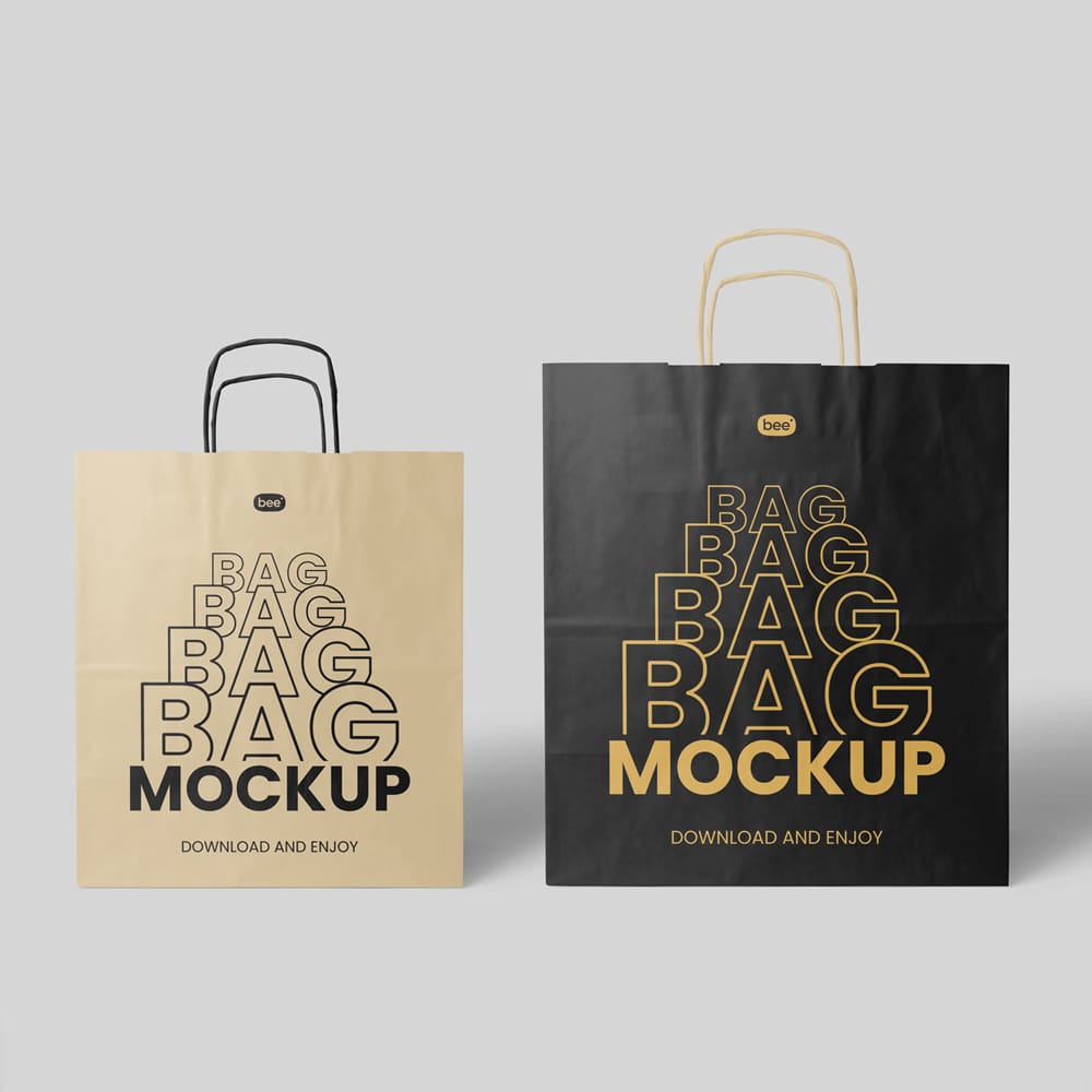 Free Big Paper Bag Mockups PSD