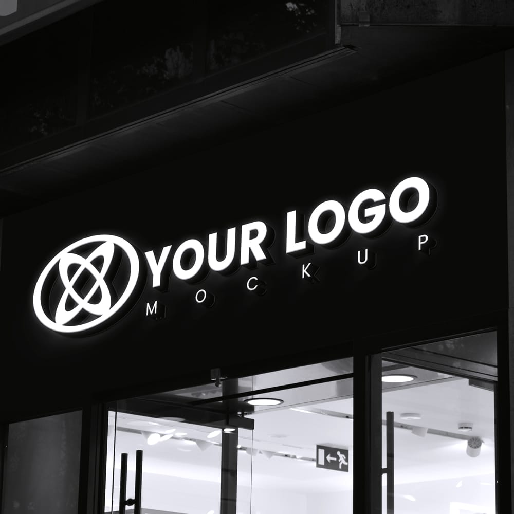 Free Black And White Store Logo Mockup PSD