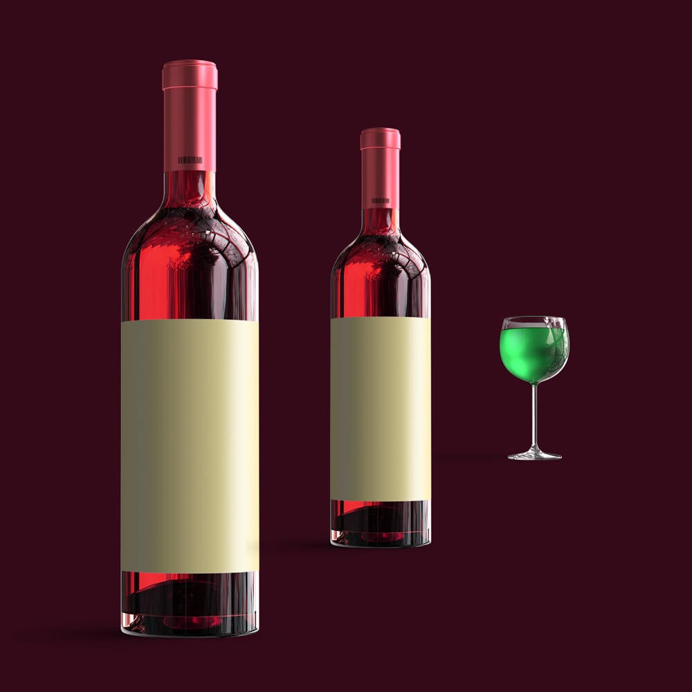 Free Burgundy Wine Bottle Mockup PSD