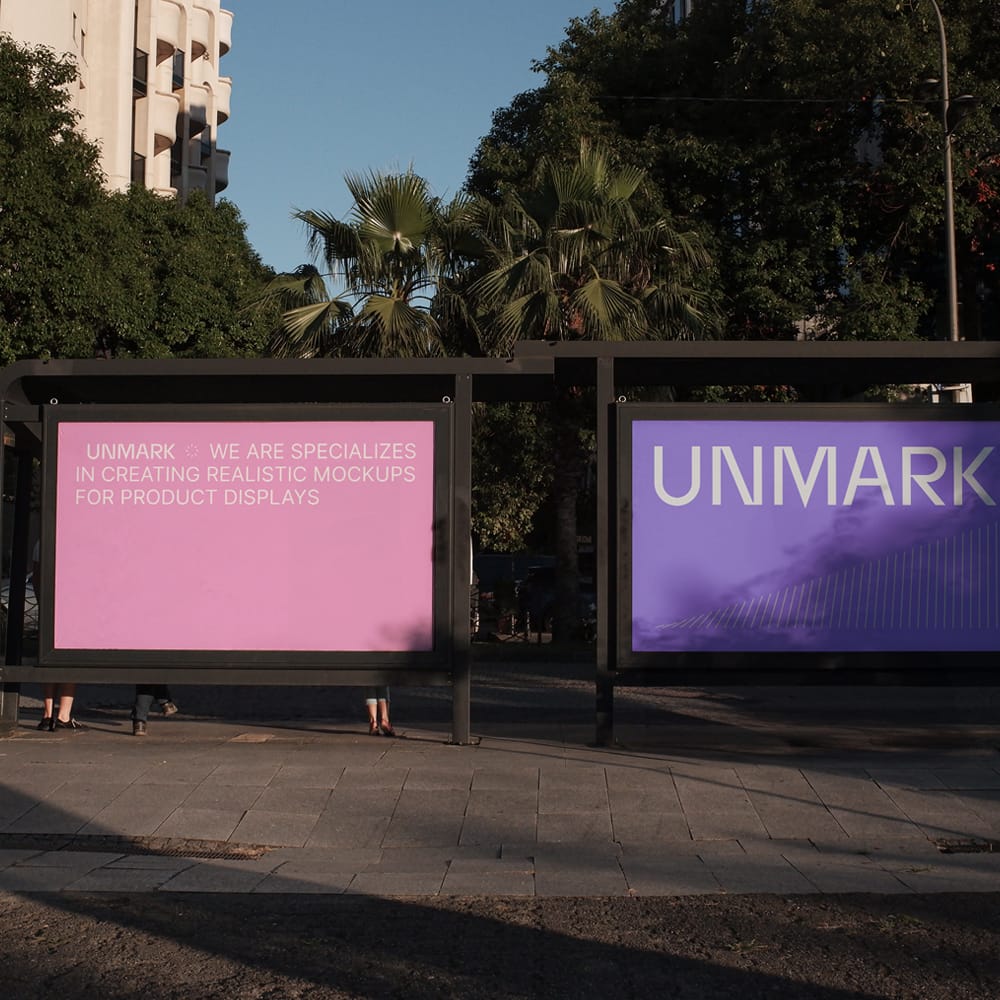 Free Bus Stop Billboard Mockup Template PSD