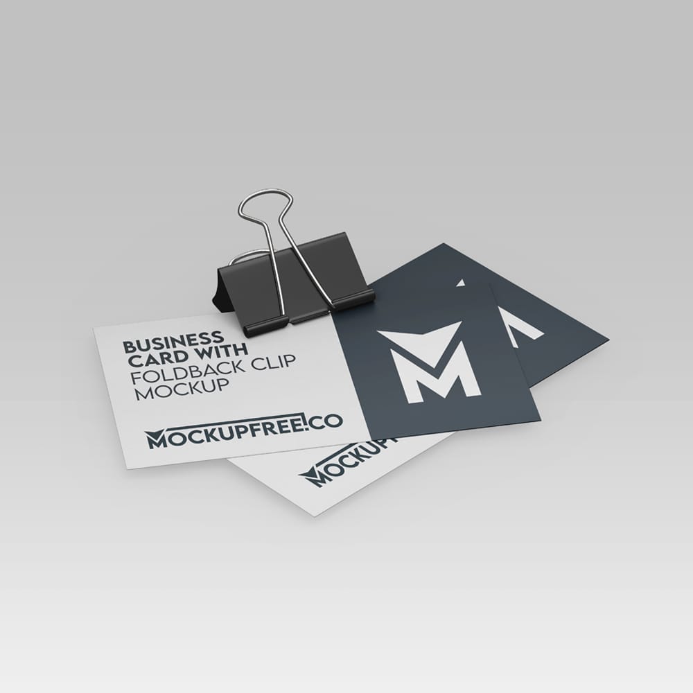Free Business Card with Foldback Clip Mockup PSD