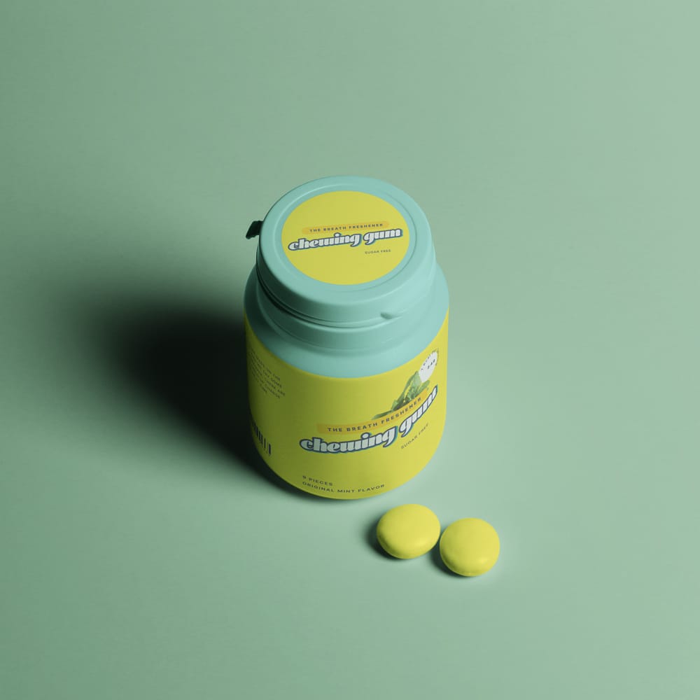 Free Chewing Gum Jar Mockup PSD