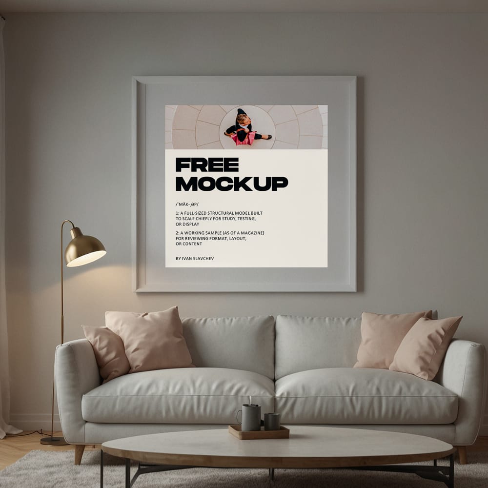 Free Cozy Room Poster Mockup PSD