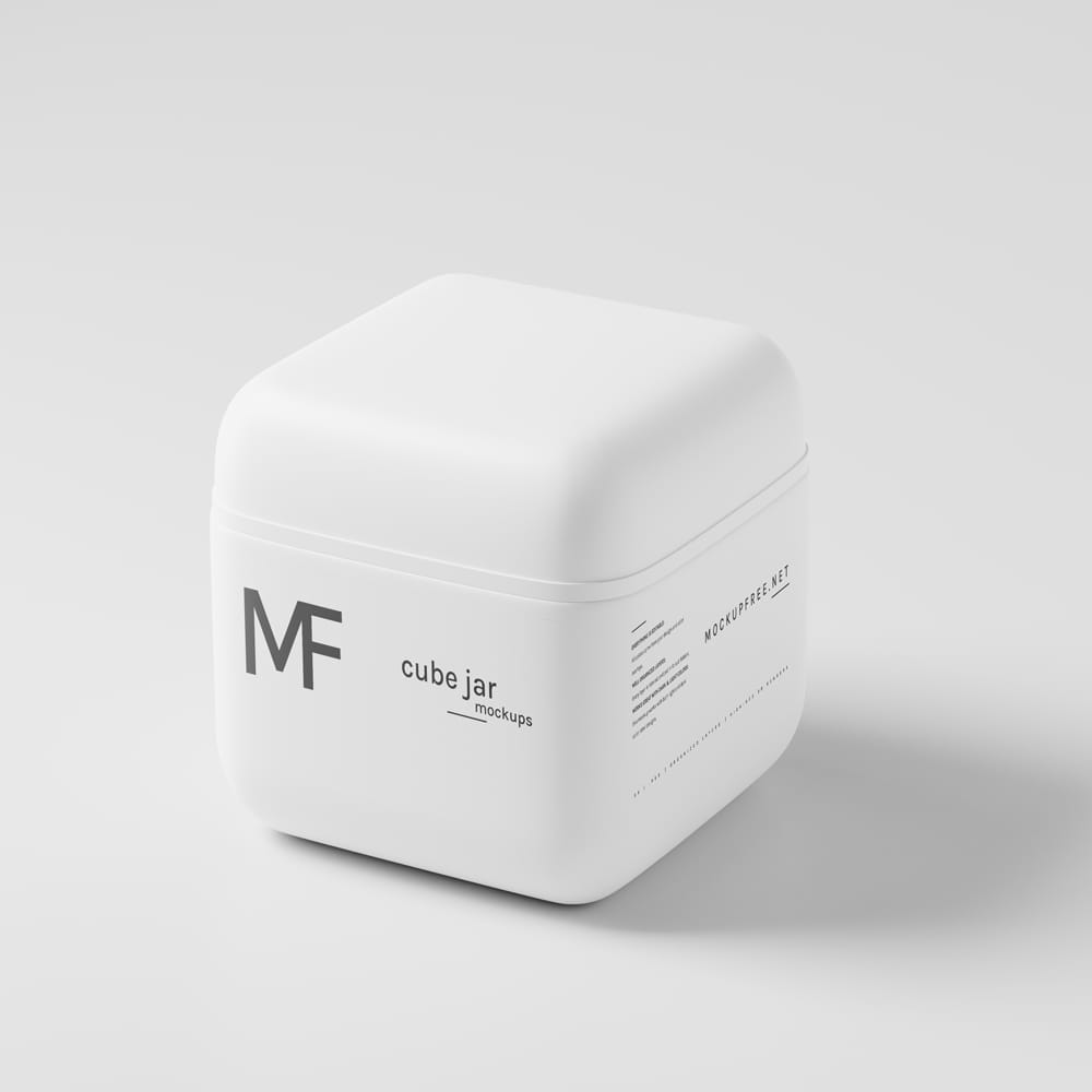 Free Cube Shaped Cosmetic Jar Mockups PSD