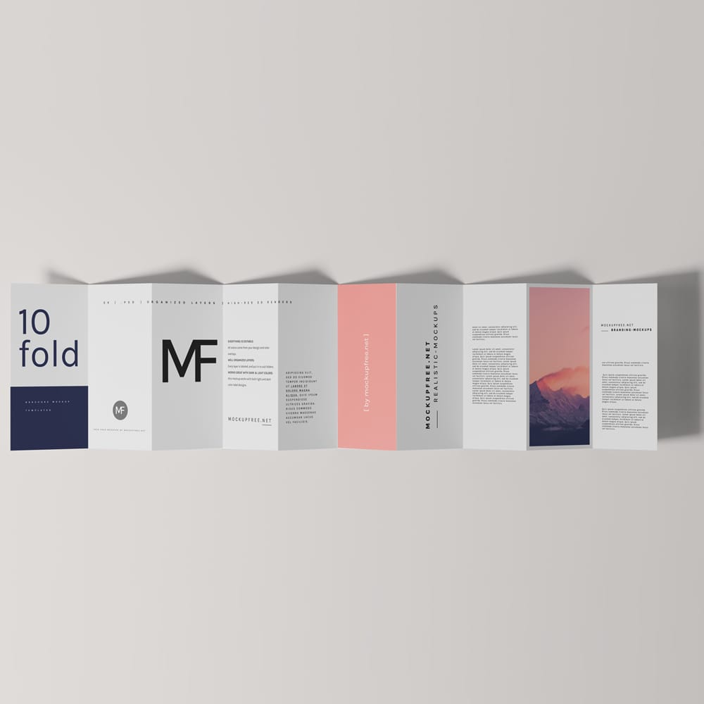 Free DL Ten-Fold Brochure Mockups PSD