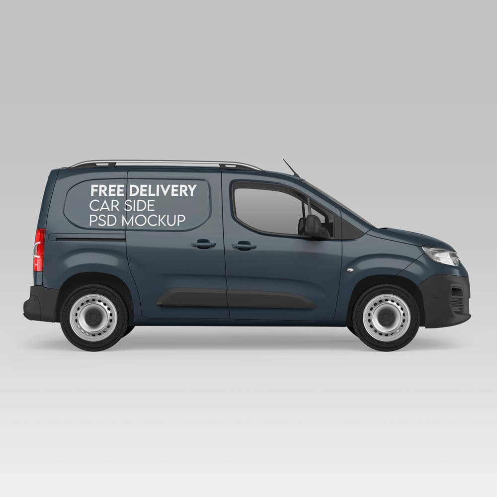 Free Delivery Car Side Mockup PSD