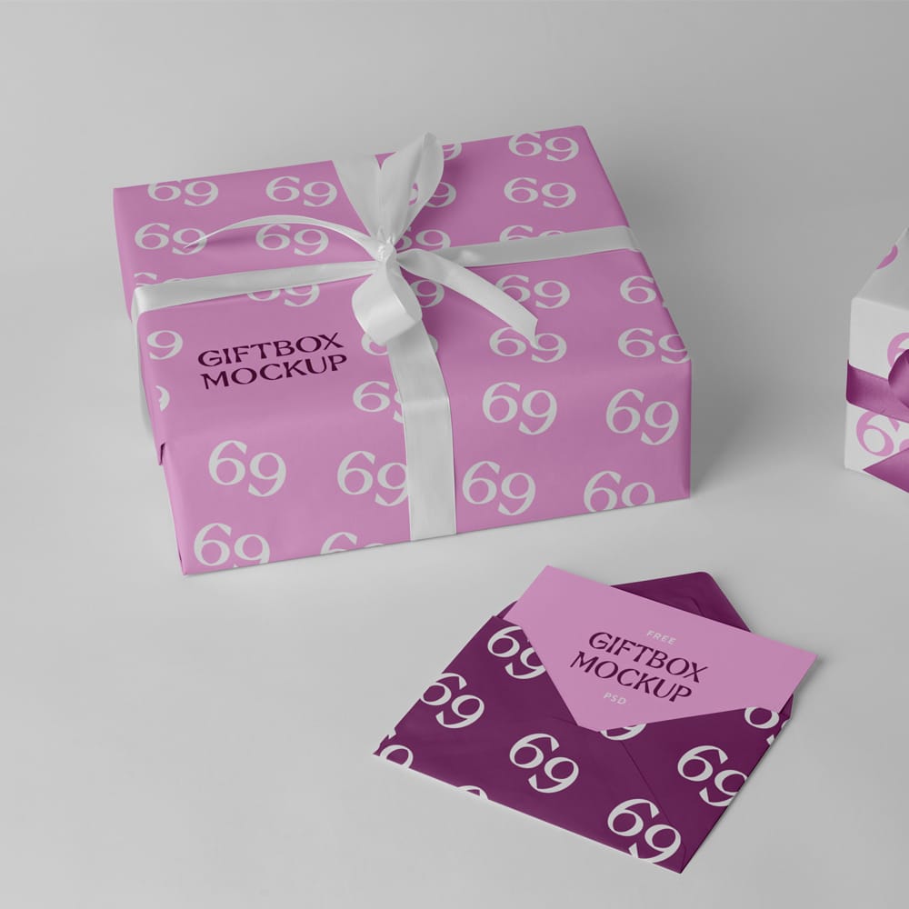 Free Envelope with Two Boxes Mockup PSD