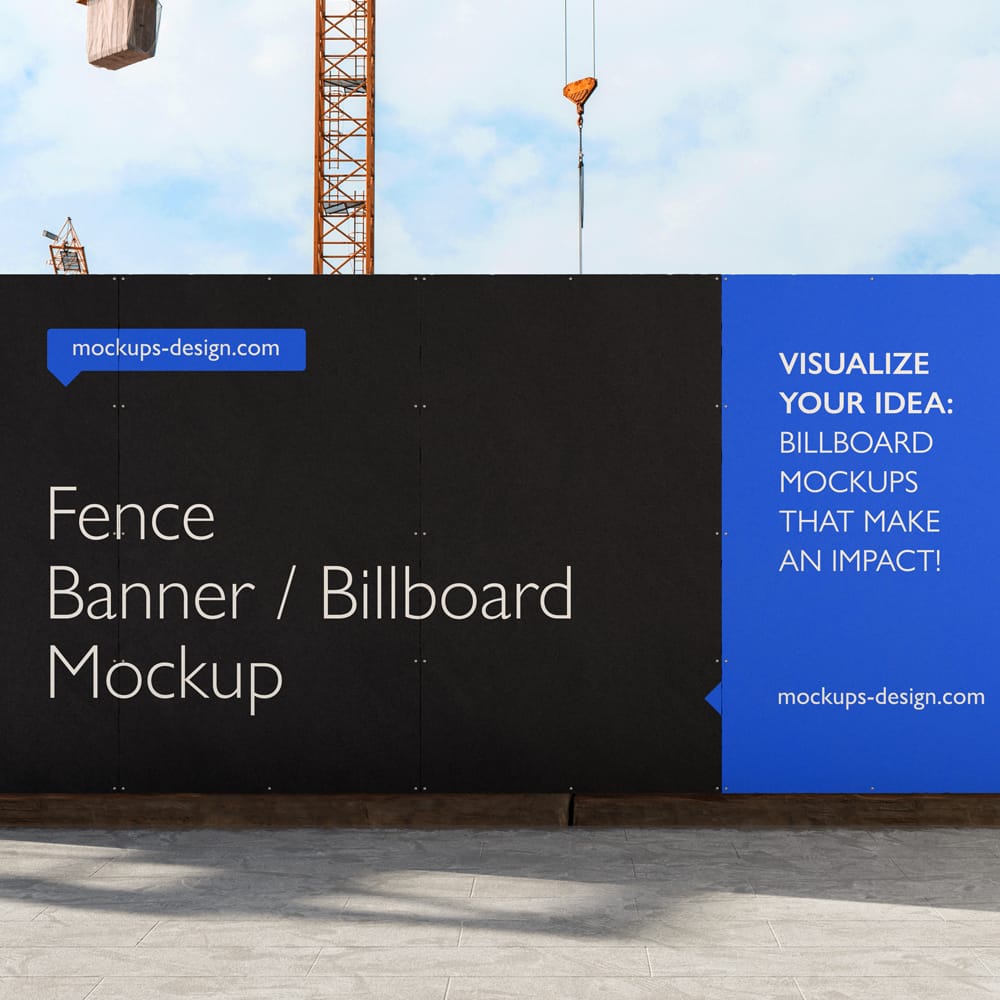 Free Fence Billboard Mockup PSD