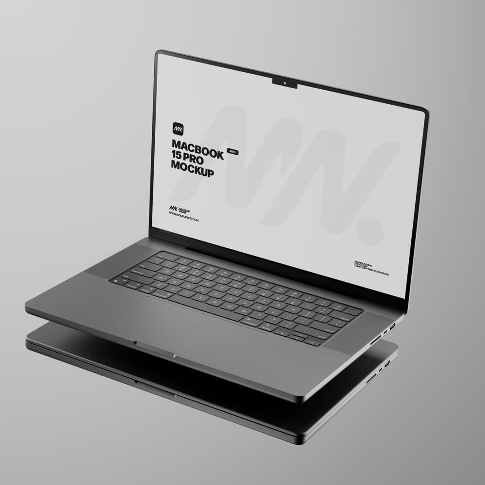 Free Floating Macbook Pro Mockup PSD