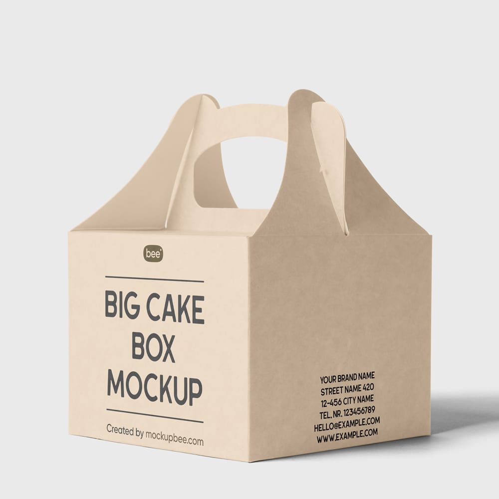 Free Food Box with Handle Mockup PSD
