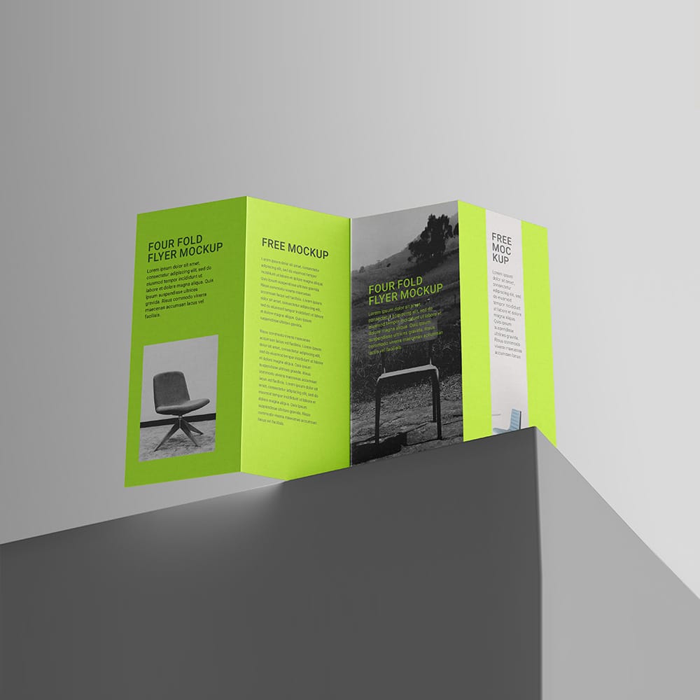 Free Four Fold Flyer Mockup PSD