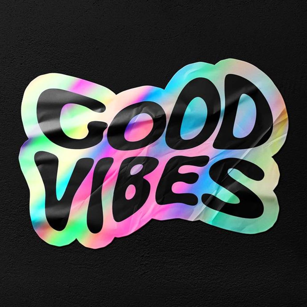 Free Holo Wrinkled Sticker Mockup PSD