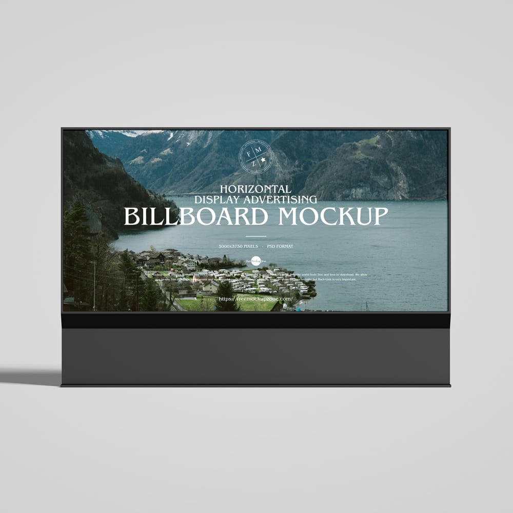 Free Horizontal Display Advertising Billboard Mockup PSD