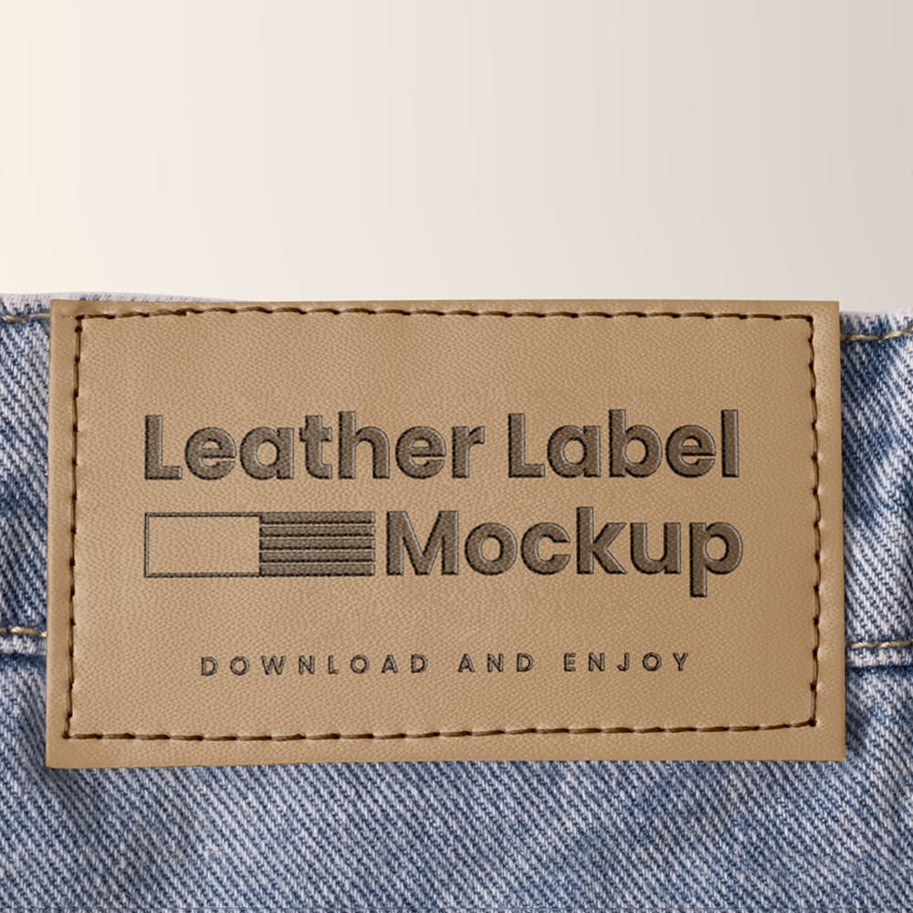 Free Jeans Label Front View Mockup PSD