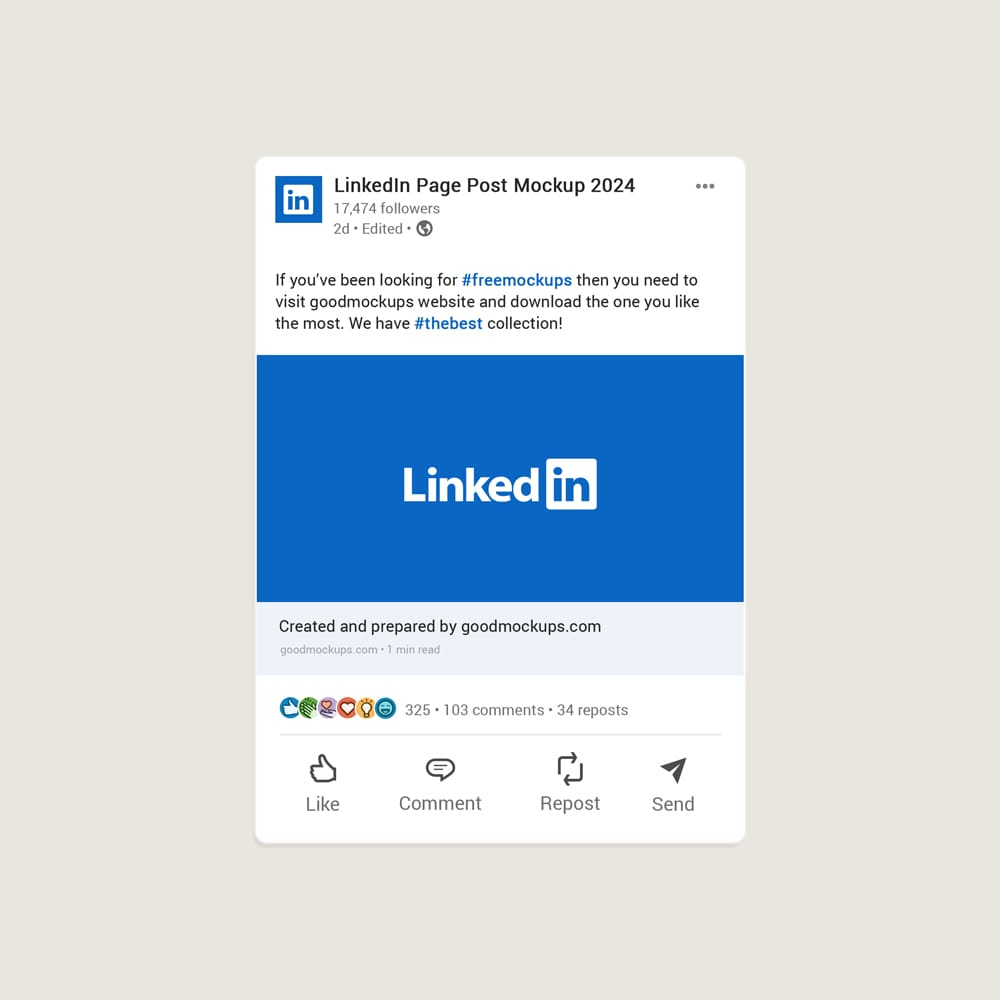 Free LinkedIn Page Post Mockup PSD