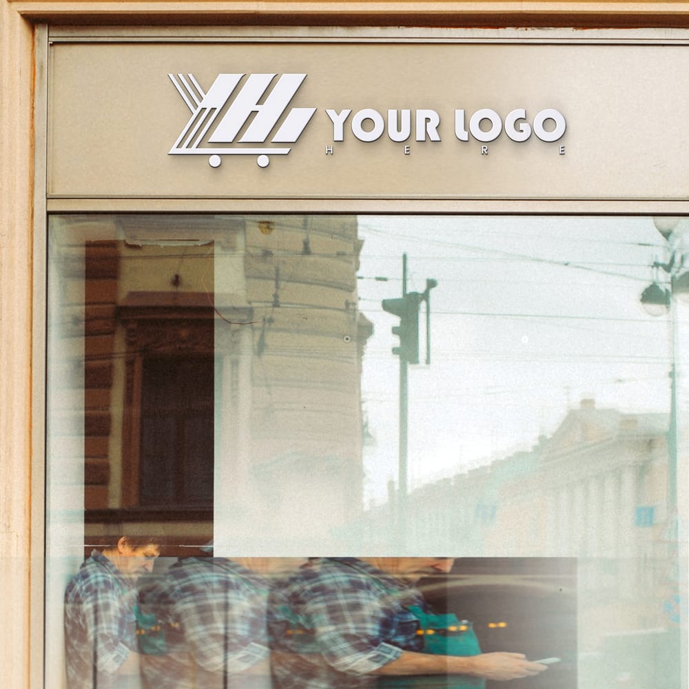 Free Logo Mockup On Realistic Glass Window Shop PSD