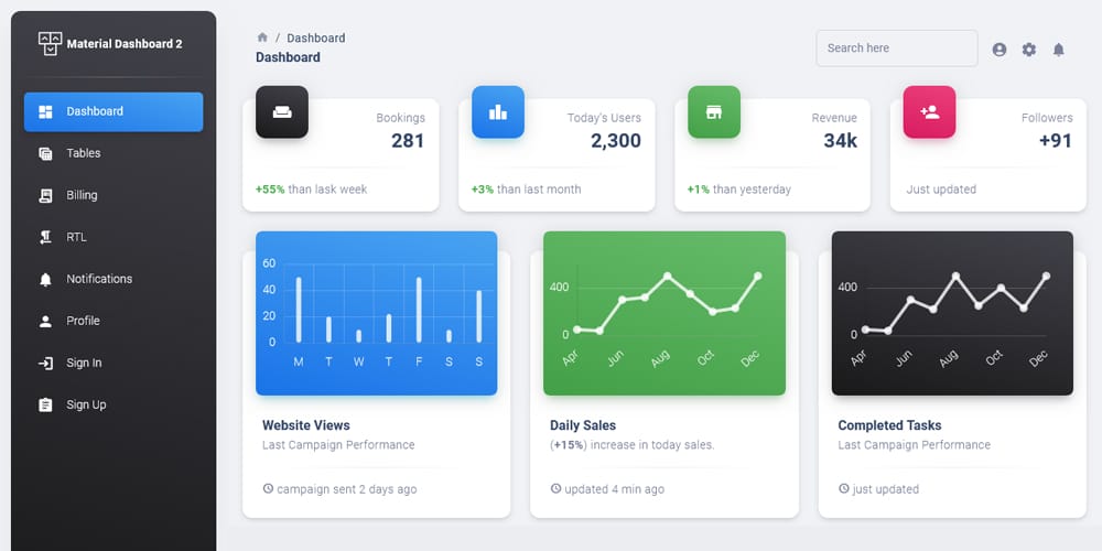 Free Material UI Admin Template