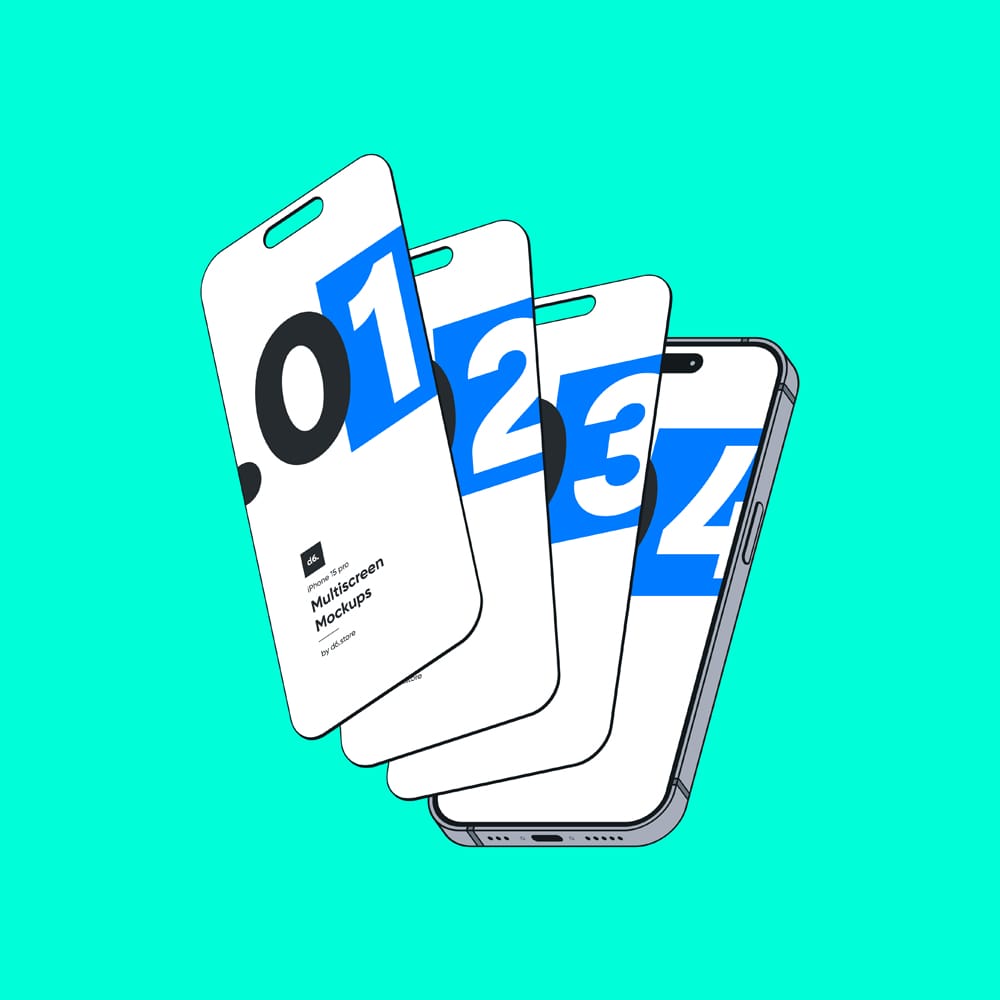 Free Multiscreen iPhone 15 Pro Mockups PSD