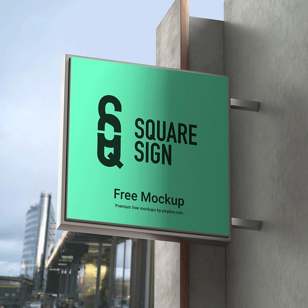 Free Outdoor Square Logo Signage Mockup PSD