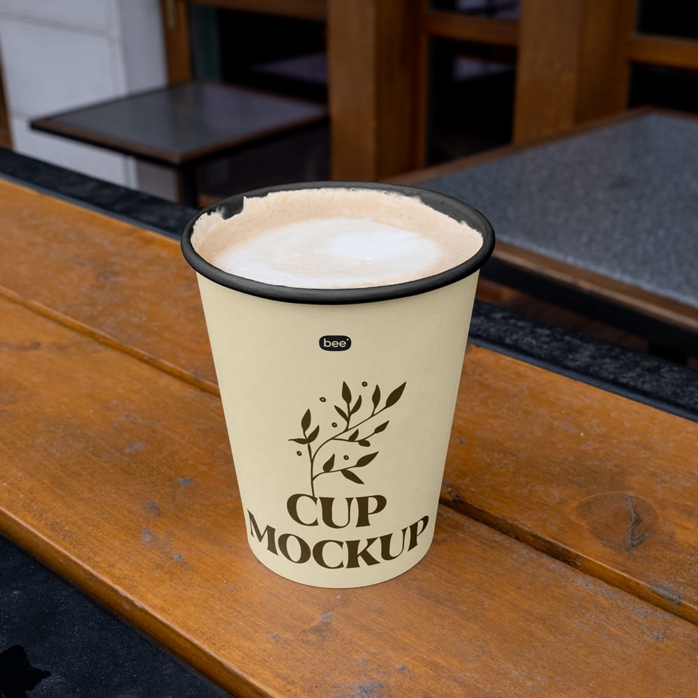 Free Paper Cup with Coffee Mockup PSD