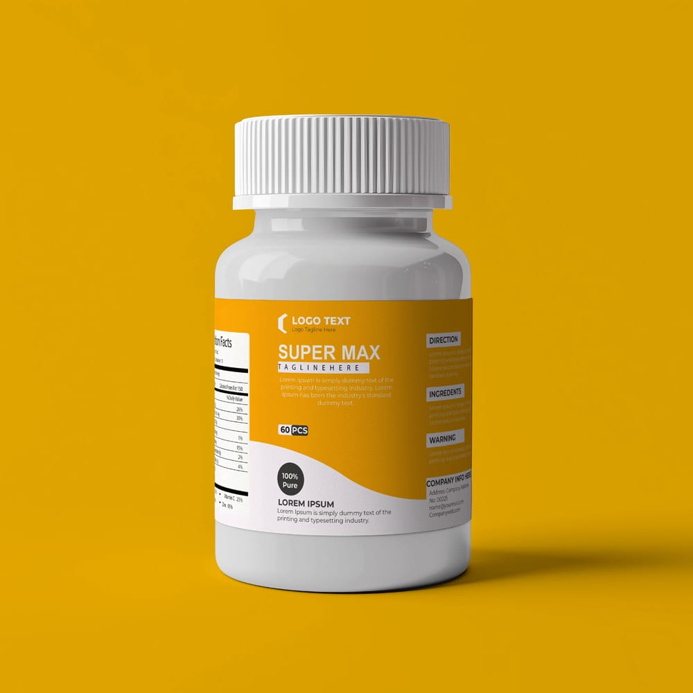 Free Pill Box Label Mockup PSD