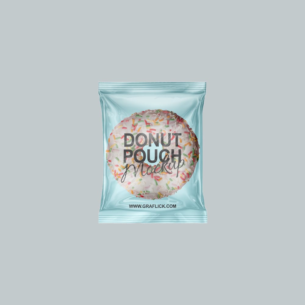 Free Plastic Pouch with Donut Mockup PSD