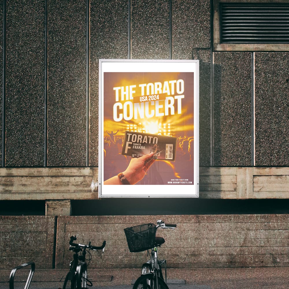 Free Poster In Parking Lot Mockup PSD