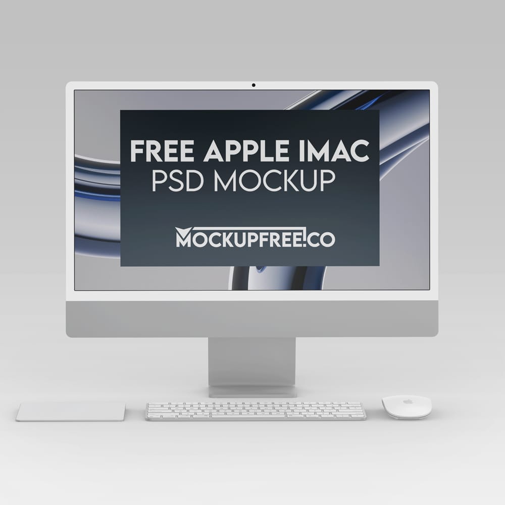 Free Realistic Apple iMac Mockup PSD