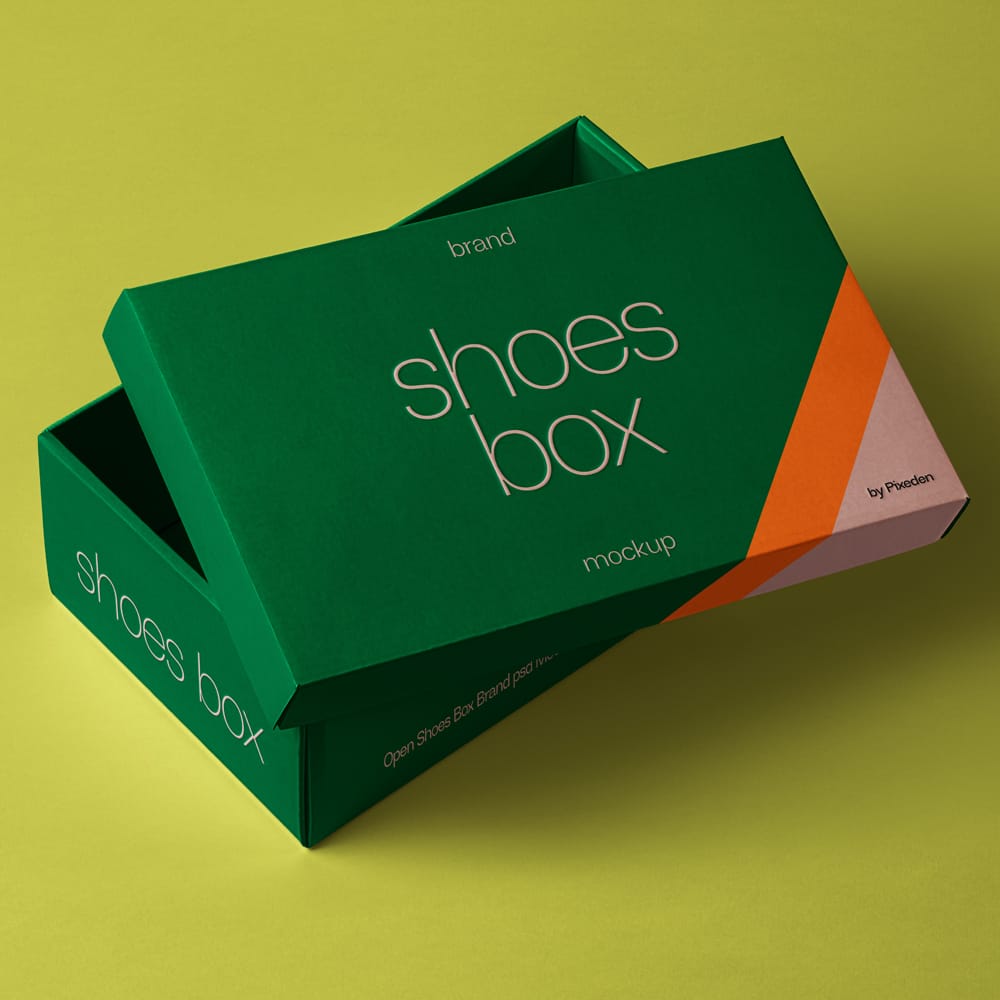 Free Shoes Box Branding Mockup PSD