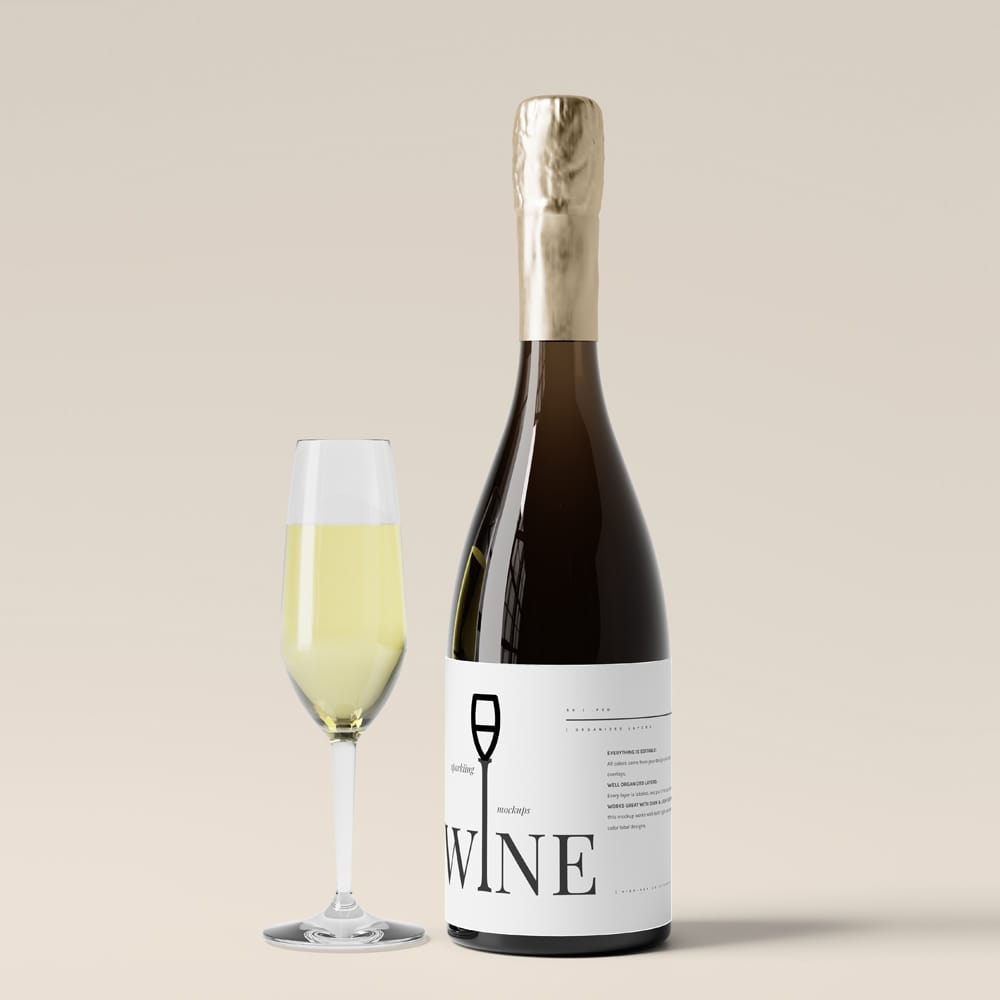 Free Sparkling Wine Bottle Mockups PSD