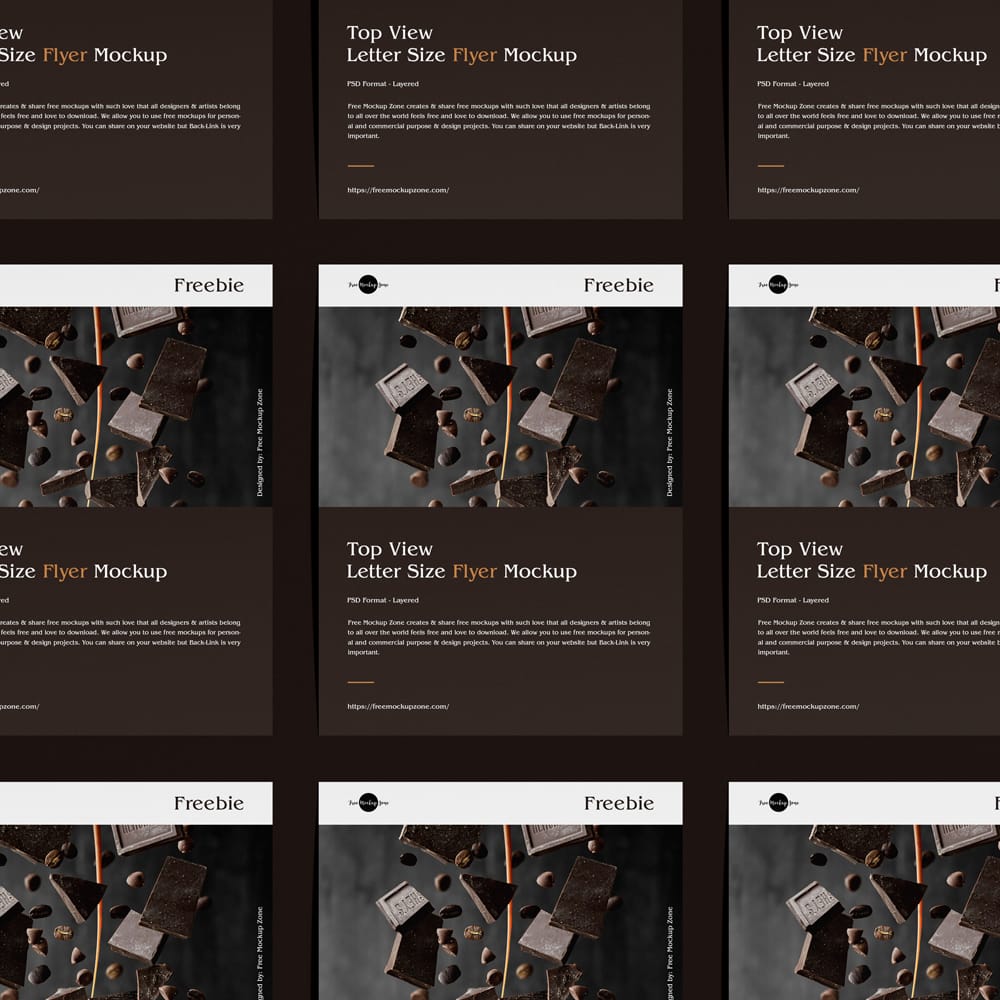 Free Top View Letter Size Flyer Mockup PSD