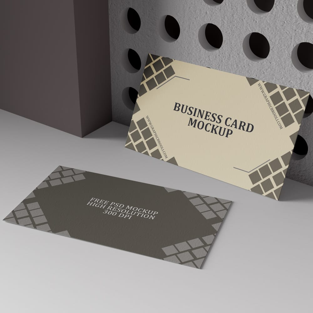 Free Yellow and Gray Business Card Mockup PSD