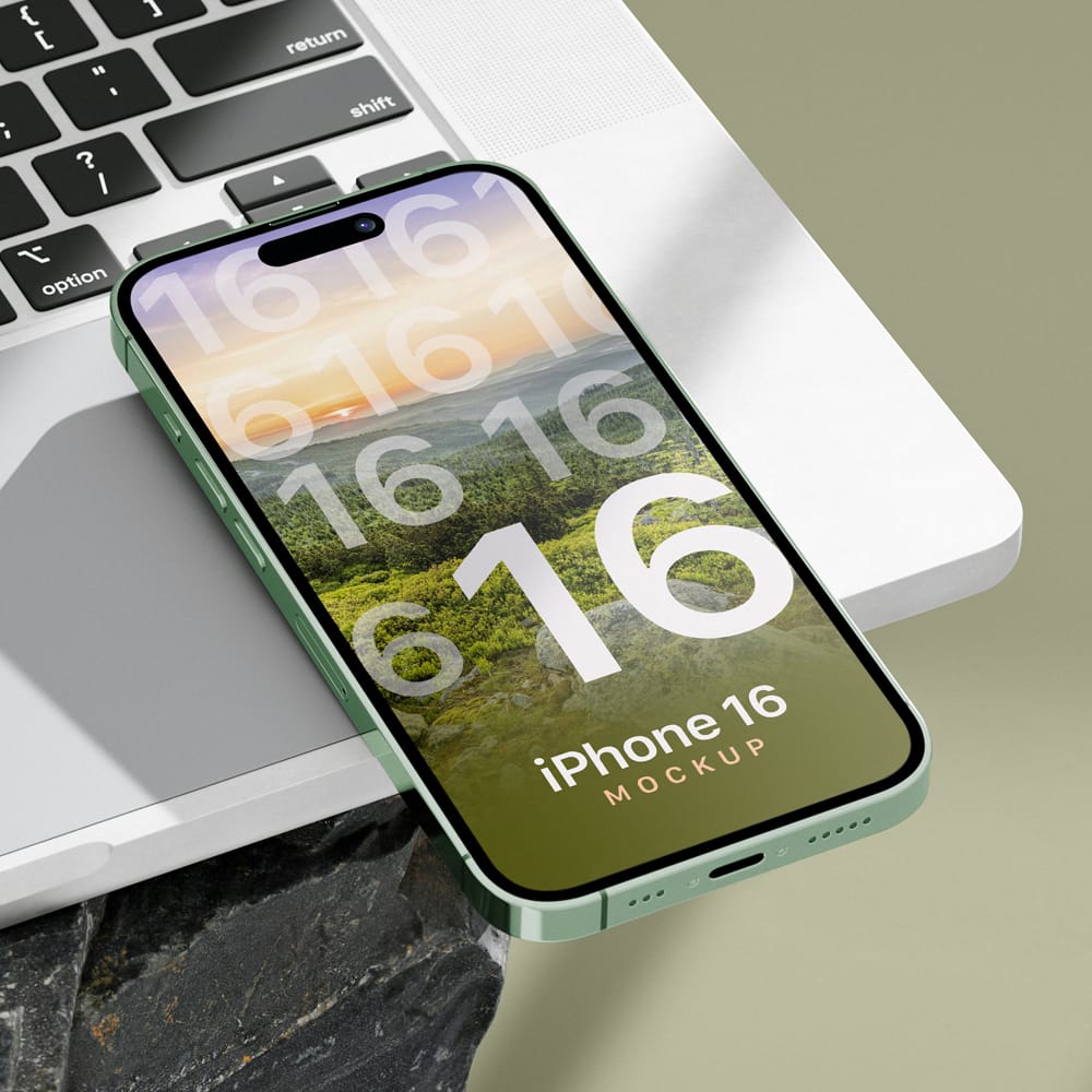 Free iPhone 16 Mockup PSD