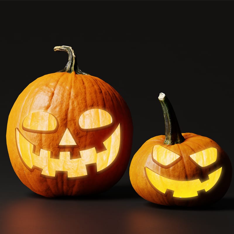 Halloween Pumpkin Jack-O-lantern Mockups PSD