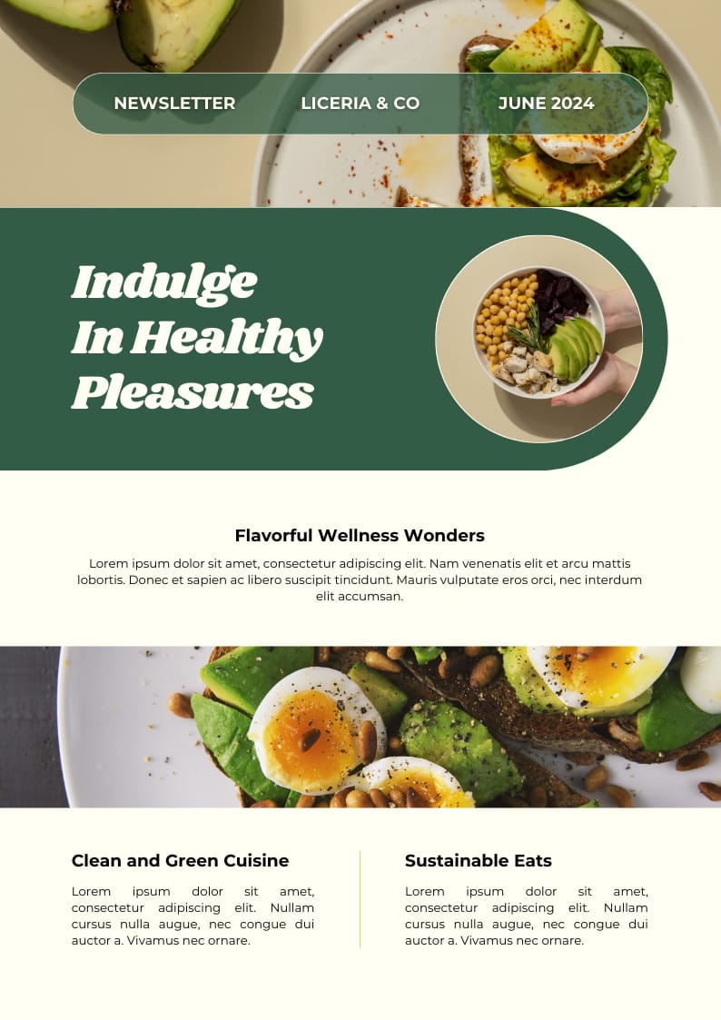 Healthy Food And Delights Newsletter Template 