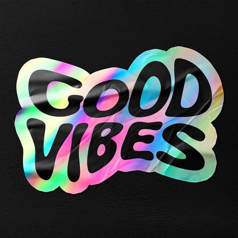 Holo Wrinkled Sticker Mockup PSD