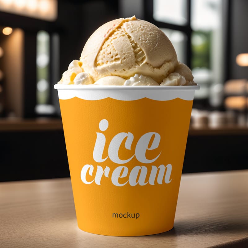 Ice Cream Cup Mockup Template PSD