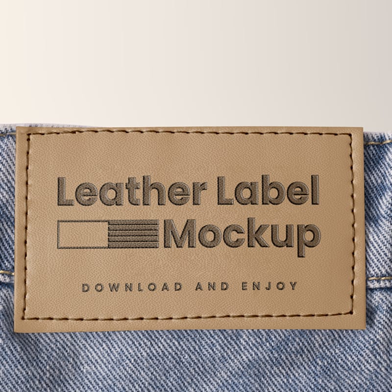 Jeans Label Front View Mockup PSD