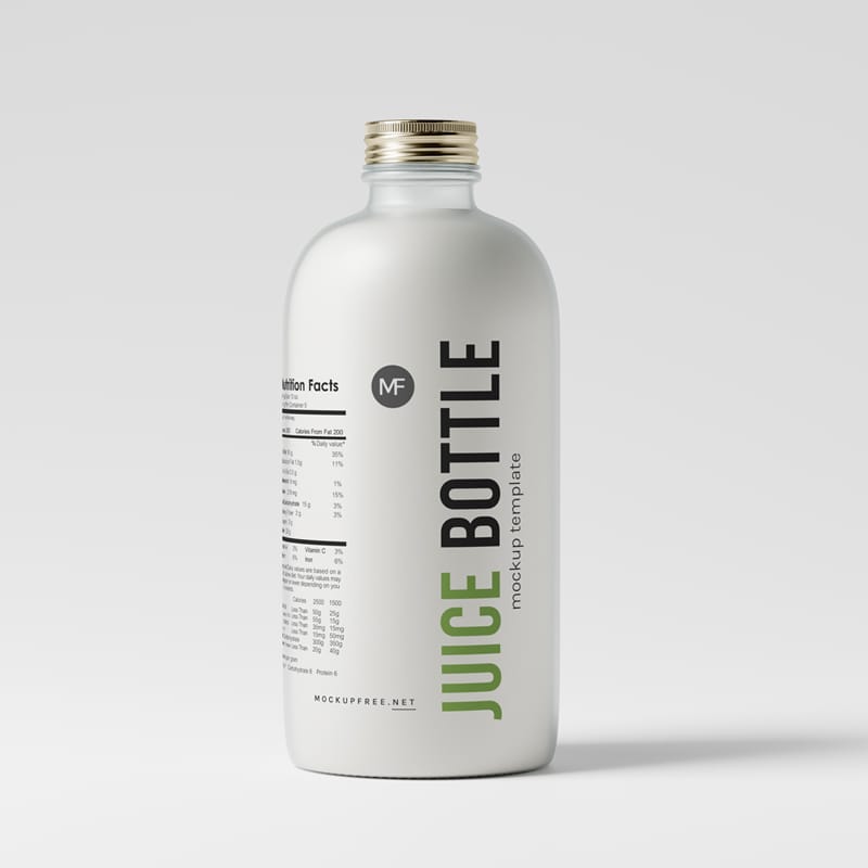 Large Clear Glass Juice Bottle Mockups PSD