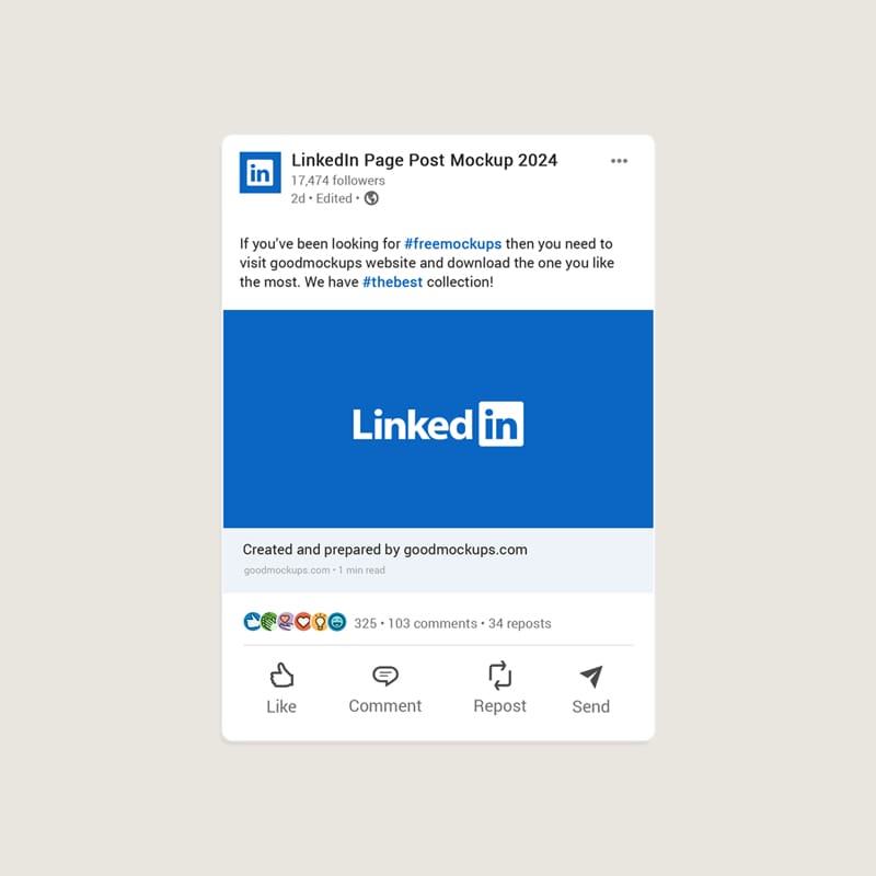 LinkedIn Page Post Mockup PSD