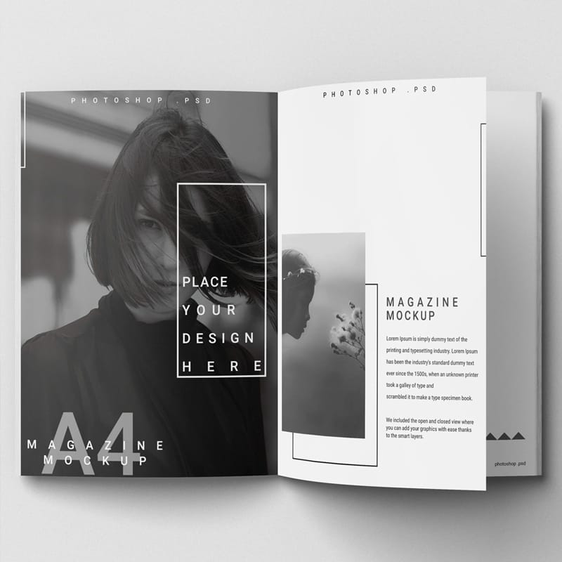 Magazine A4 Opened Mockup PSD