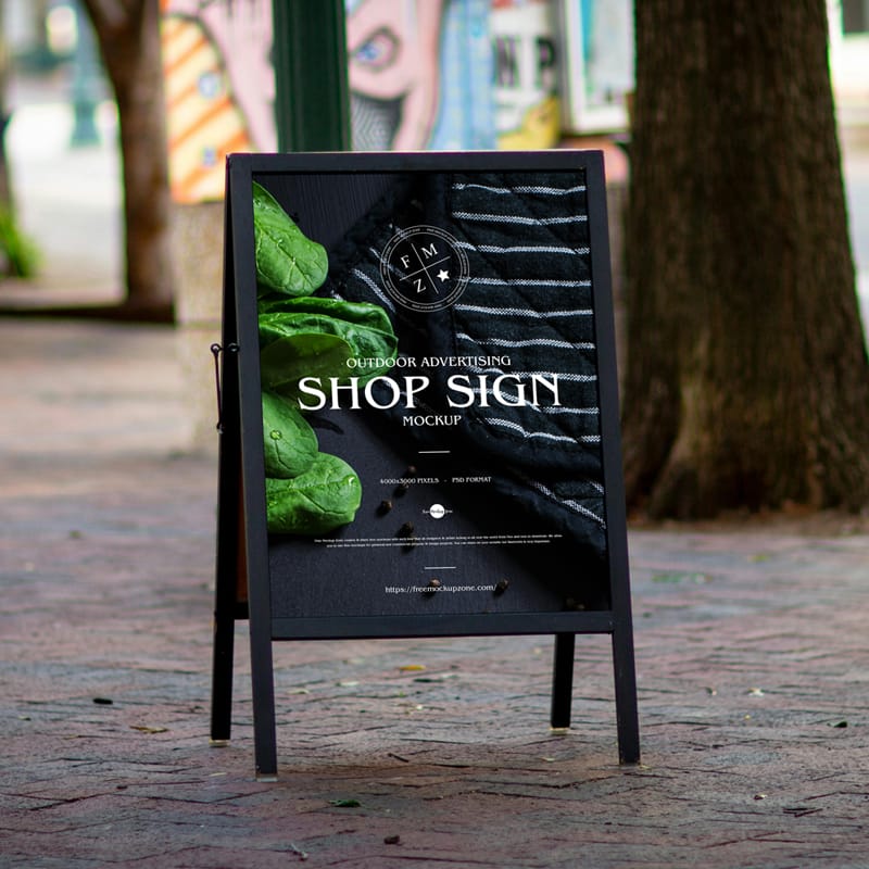 Outdoor Advertising Shop Sign Mockup PSD