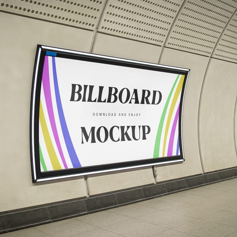Perspective Curved Billboard Mockup PSD