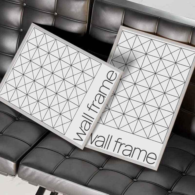 Poster Frame on Couch Mockups PSD