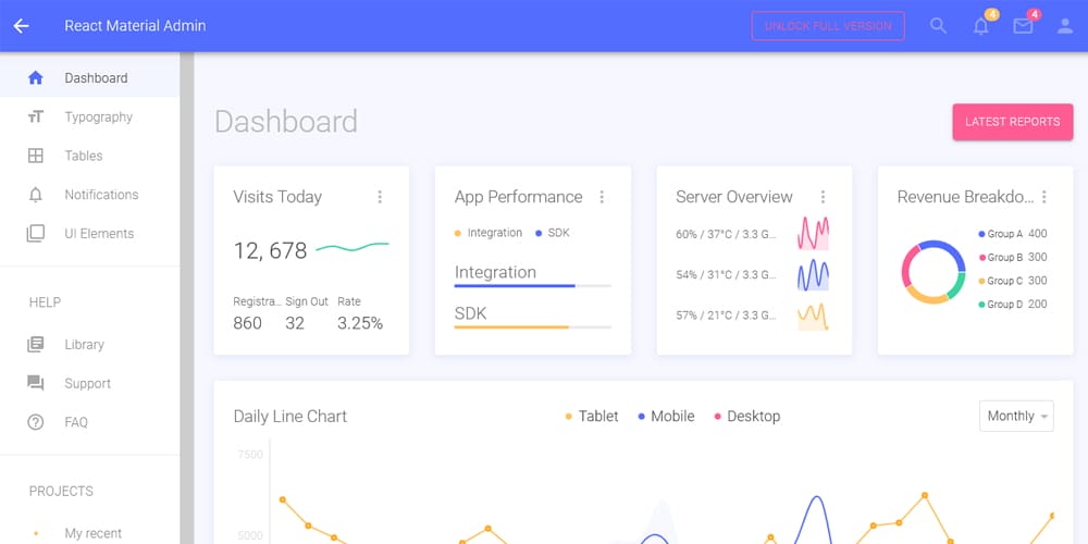 React Material Admin Dashboard Template