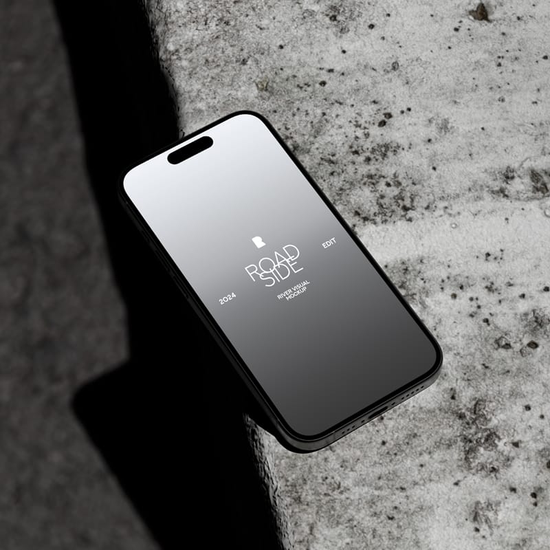Road Side iPhone 15 Pro Mockup PSD