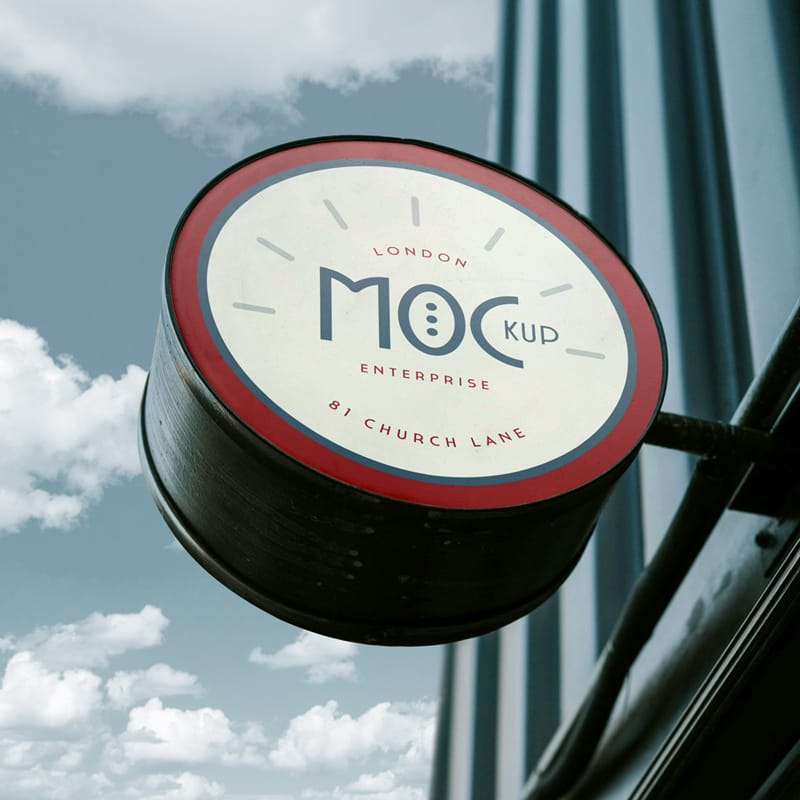 Round Shop Signboard Mockup PSD