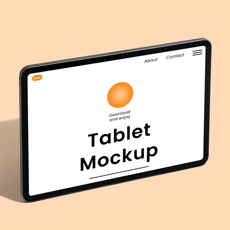Standing Horizontal Tablet Mockup PSD